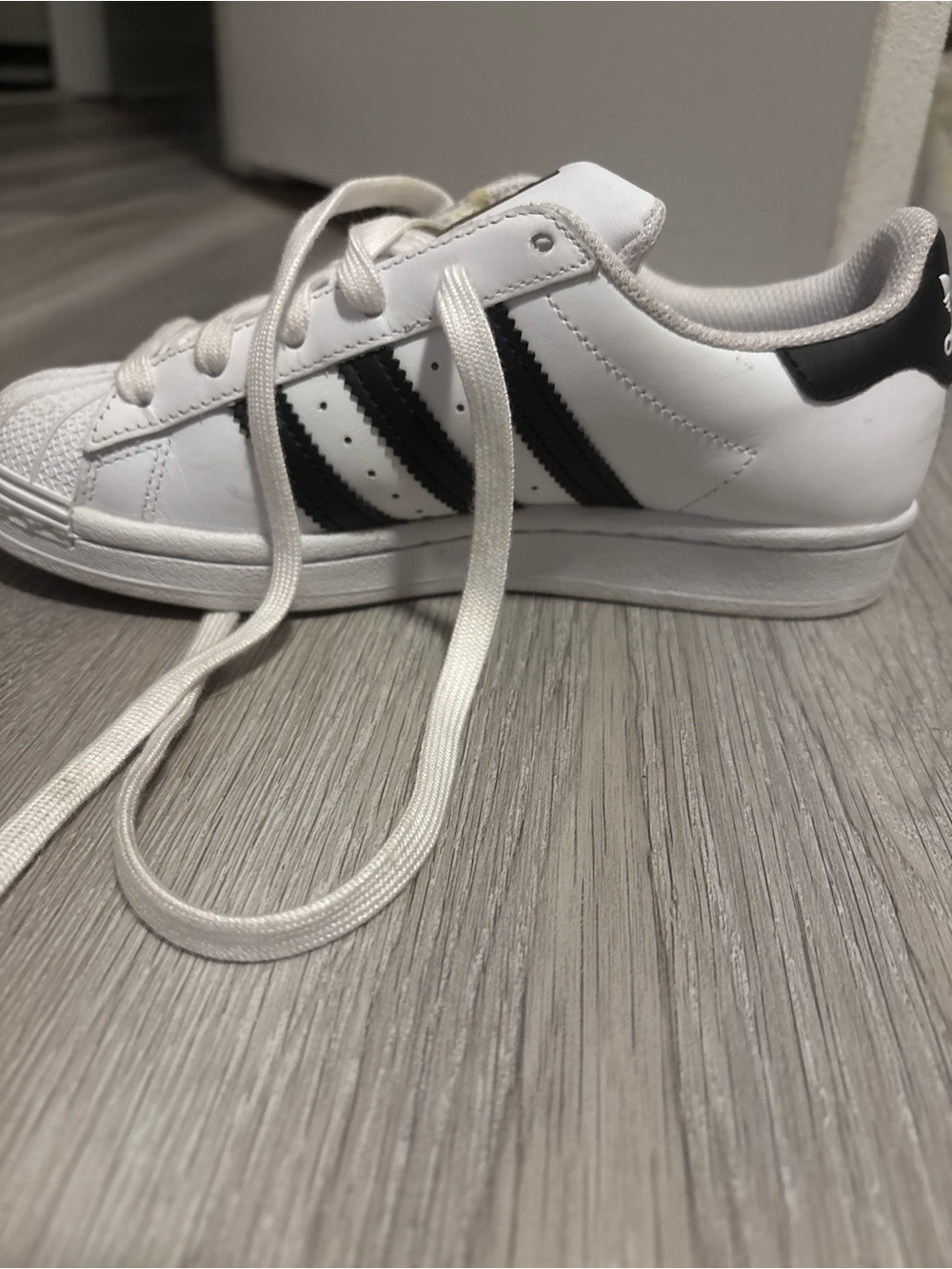 adidas Kids Classic White Sneakers with Black Stripes